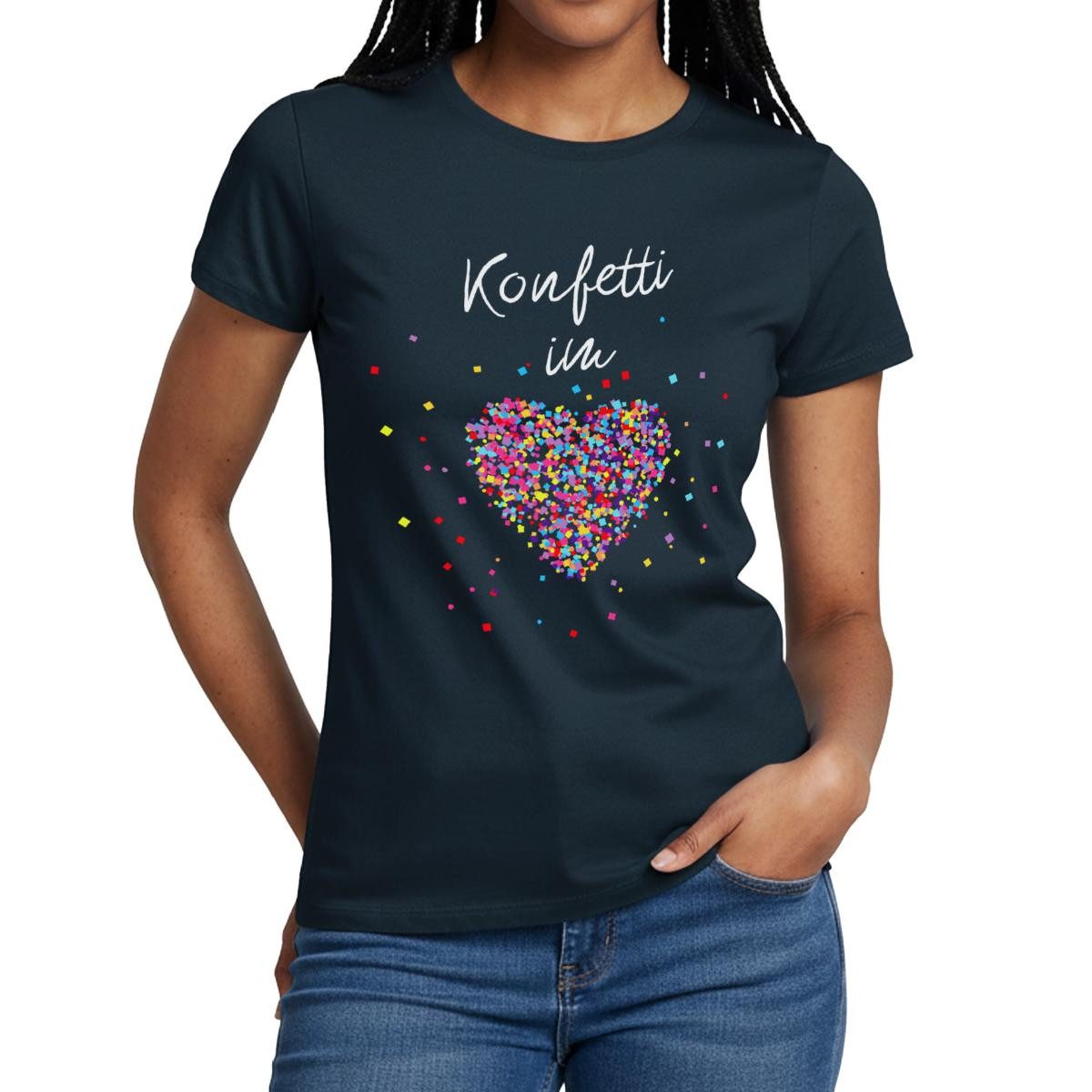 Spreadshirt T-Shirt Konfetti Im Herzen Karneval Fasching Frauen T-Shirt (1- günstig online kaufen