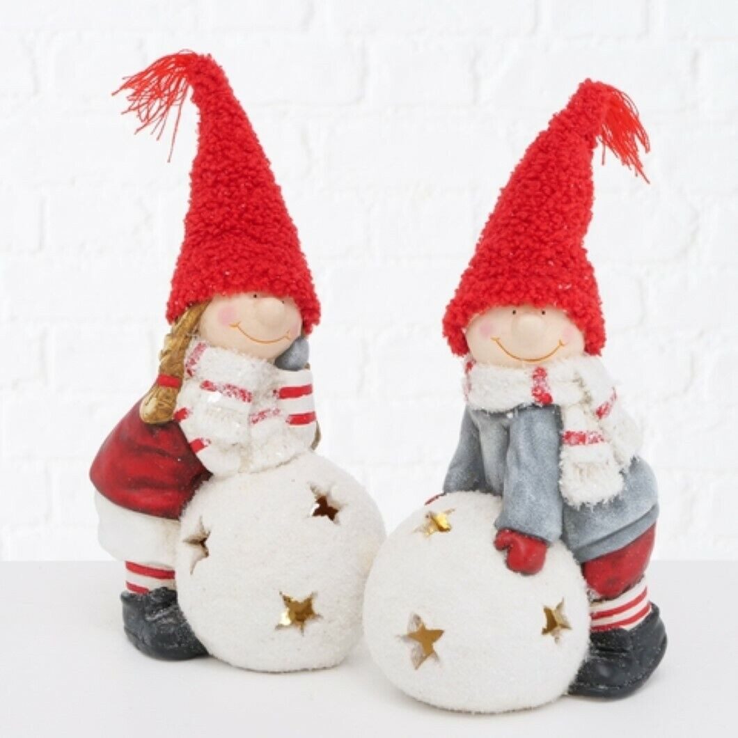 BOLTZE GRUPPE GmbH LED Dekofigur LED Dekofigur Kinder Terrakotta Mädchen/Junge H.28 cm Stückpreis