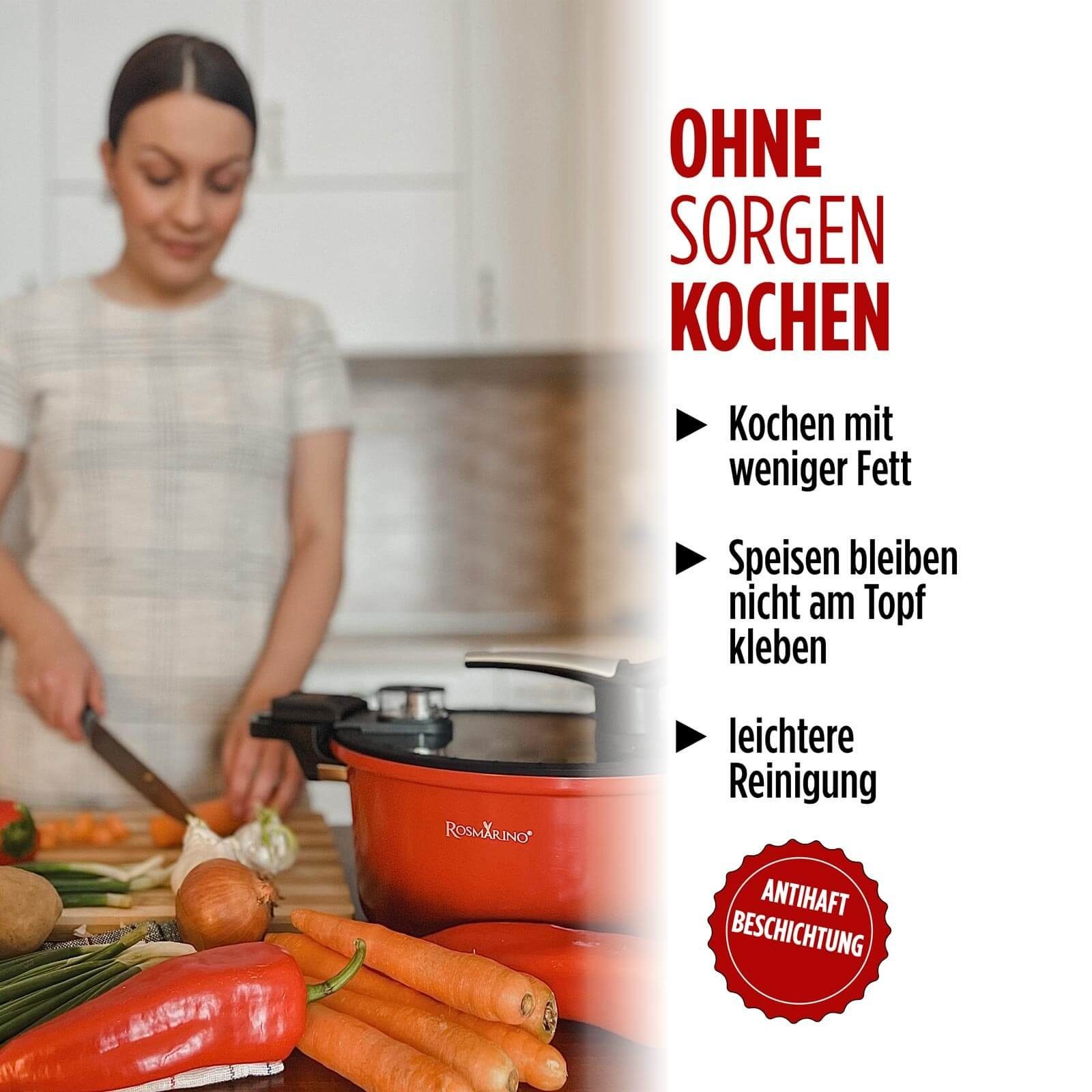 ROSMARINO Schnellkochtopf Schnellkochtopf Zeit- und energiesparendes Kochen für Mahlzeiten, (1-tlg)