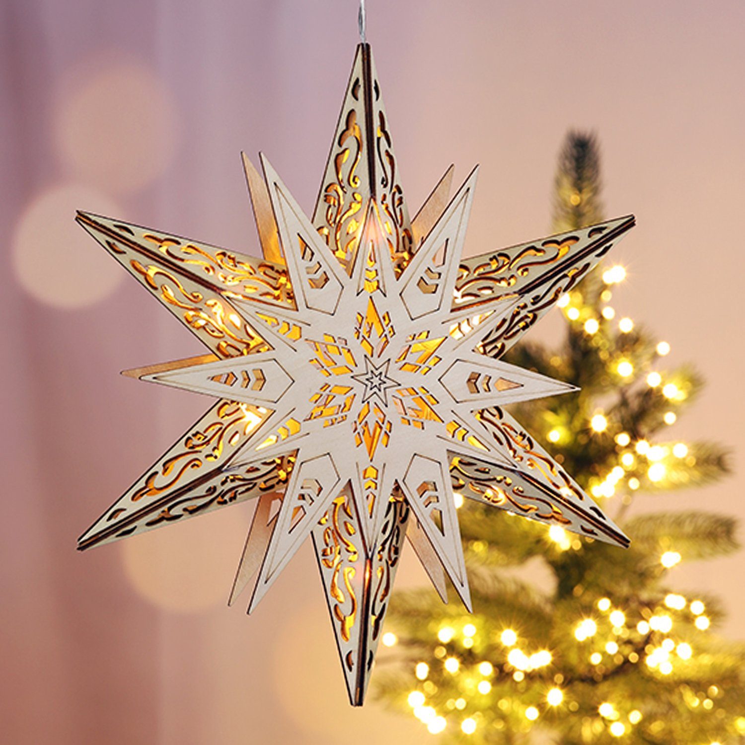 INDA-Exclusiv Lichtervorhang 6 LED Weihnachtsstern aus günstig online kaufen