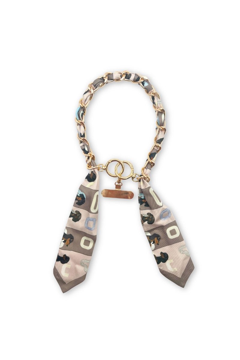 VIDO jewelry & more Handtasche Handykette - ERA - Dackel türkis, Dackel schoko, Dackel taupe