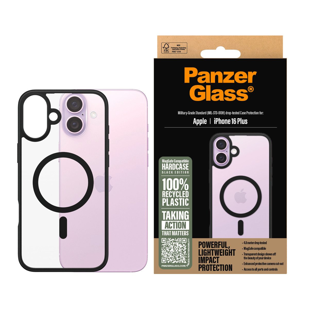 CARE by PanzerGlass Handyhülle HardCase mit MagSafe für Apple iPhone 16 Plus, Backcover, Schutzhülle, Handyschutzhülle, Case, Schutzcase, stoßfest