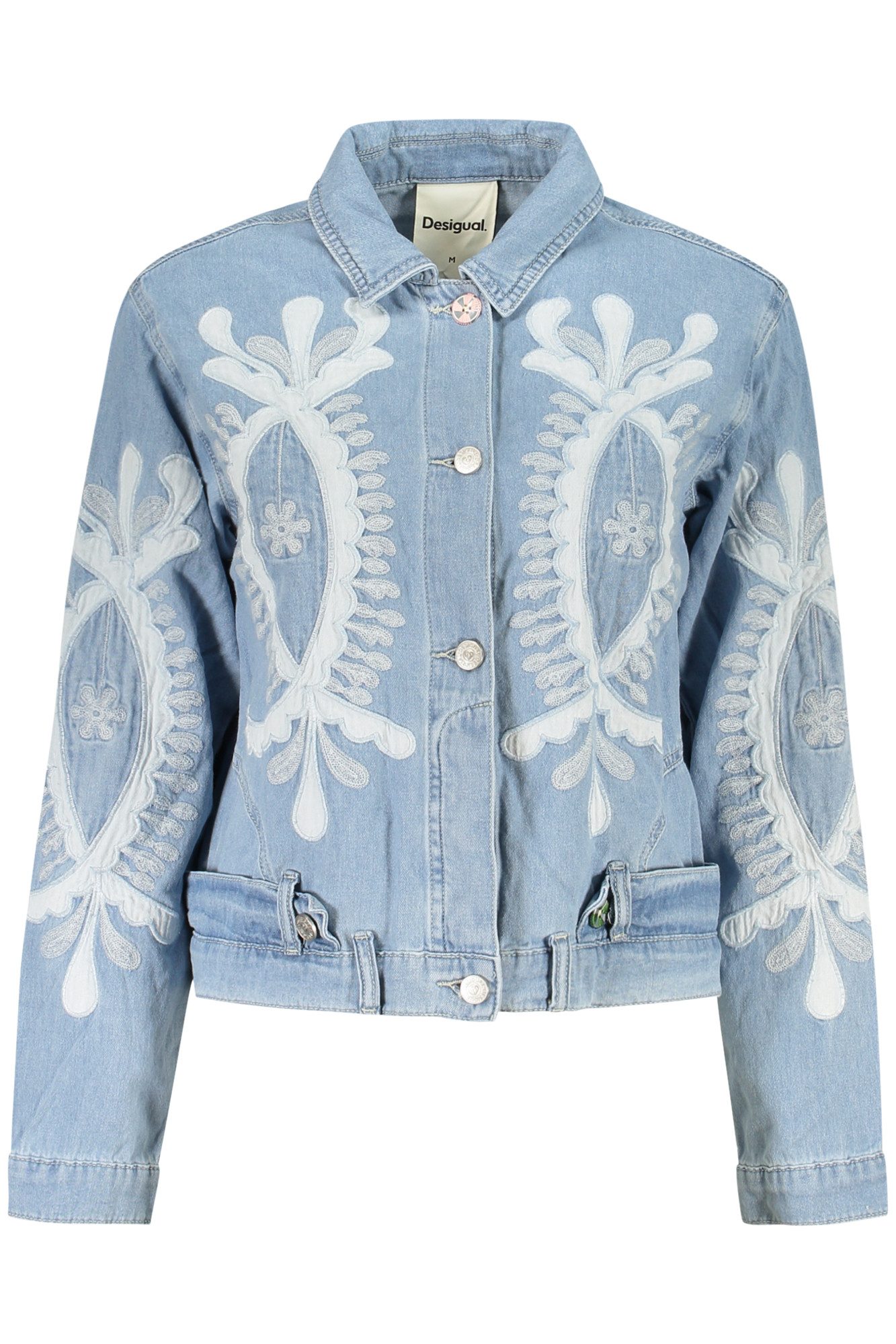 Desigual Outdoorjacke Damen Jeansjacke in Blau mit Stickerei & Kontrastdetails