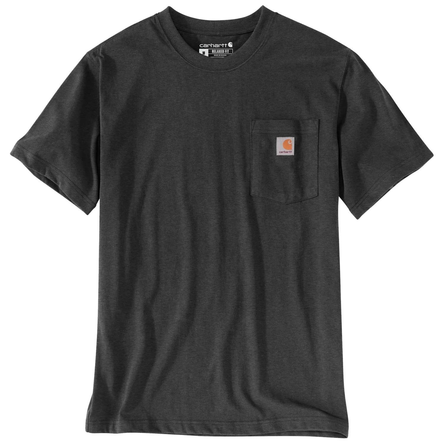 103296 S/S carbon Rundhalsshirt POCKET heather Logo Carhartt T-SHIRT Brusttasche K87 (1-tlg) Carhartt mit