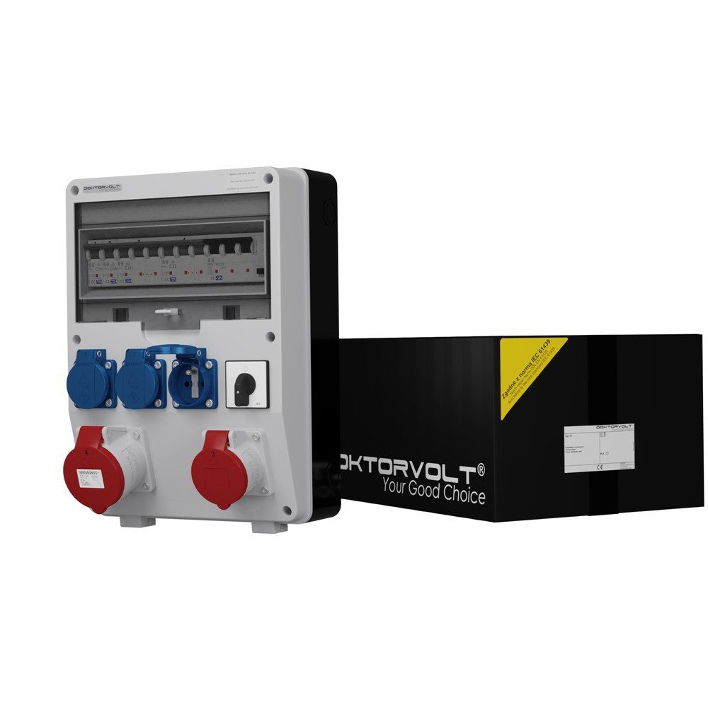 Doktorvolt Stromverteiler 1x32A 1x16A 3x230V franz/belg System Nockenschalter 0-1 Розеткиverteiler