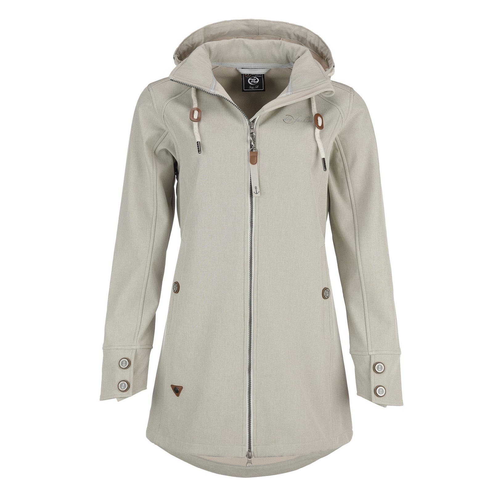 Dry Fashion Softshelljacke Damen Softshell Mantel Sellin Meliert mit Fleece-Futter und Kapuze