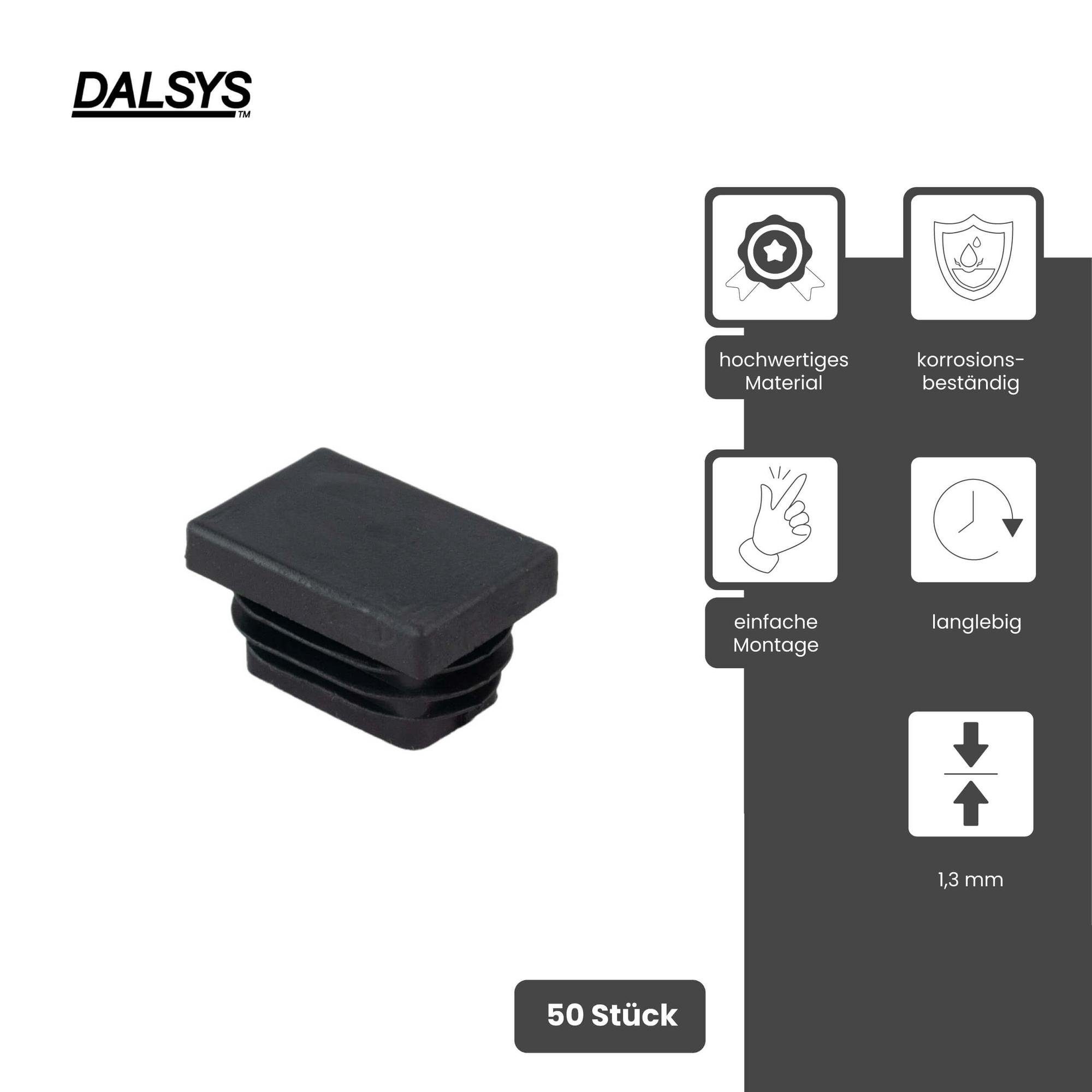 Dalsys Bauschraube Abdeckkappe, Schutzkappe für Montageschien, (38/40 Schwarz 50 Stück, 50 St), zur Anwendung an einer Installationsschiene, optimaler Kantenschutz