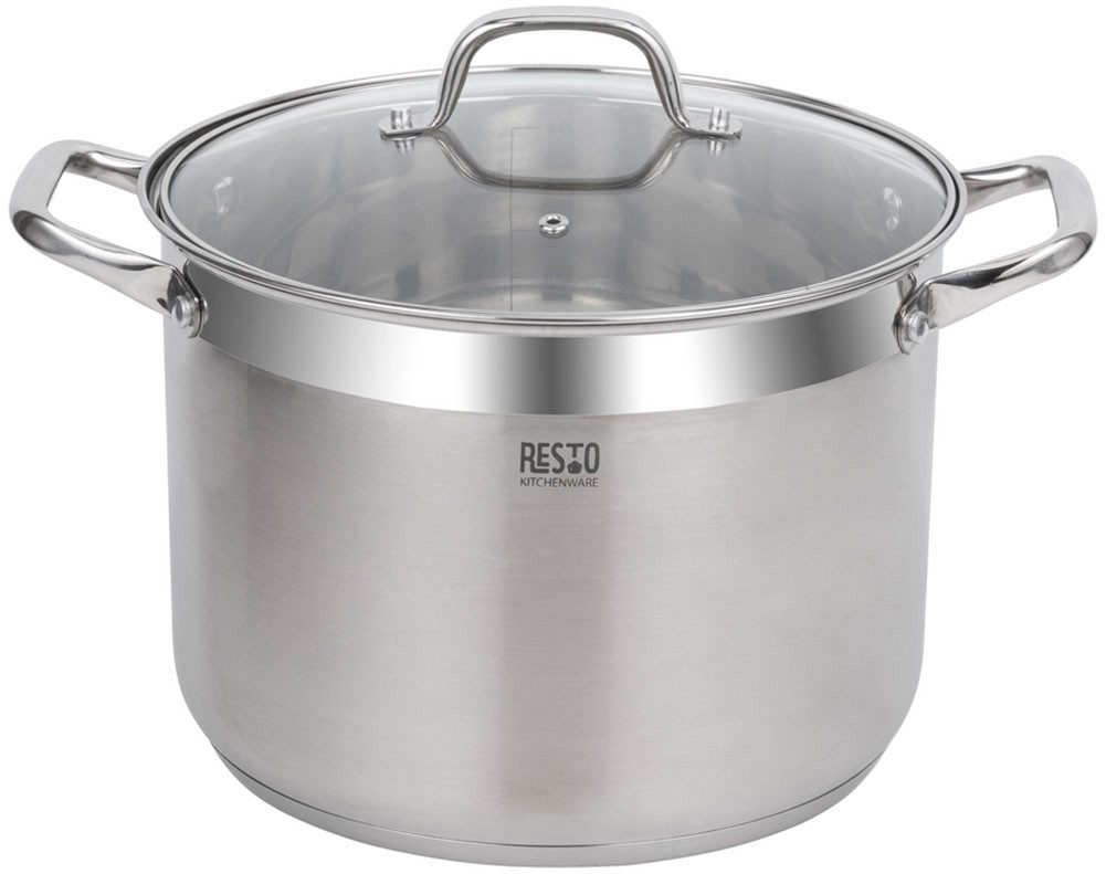 RESTO Kitchenware Kochtopf Libra, Topf energiesparend und spülmaschinenfest, Edelstahl 18/10 (2-tlg), mit hitzebeständigem Glasdeckel und Griffen
