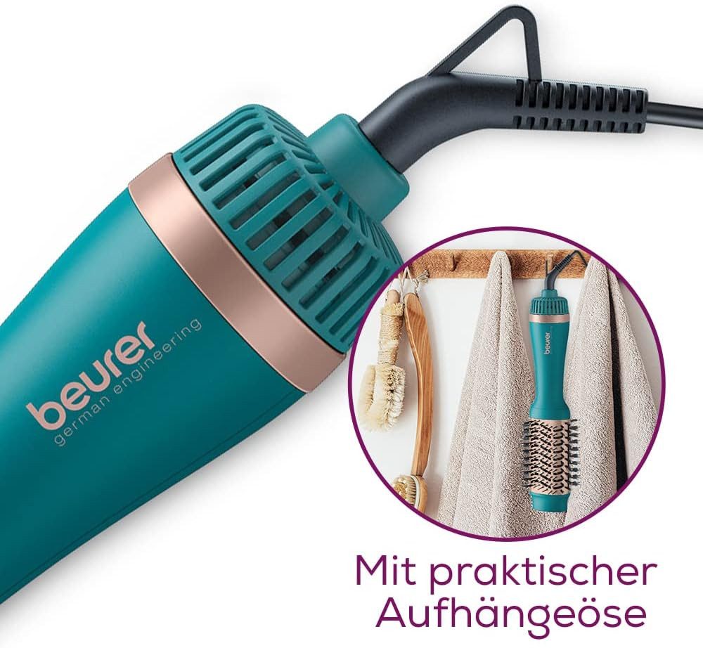 BEURER Warmluftbürste HC 45 Ocean, 2-in-1 Volumen-& Haartrocknungsbürste, Keramik-Keratin Beschichtung blau