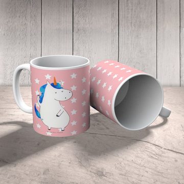 Mr. & Mrs. Panda Kinderbecher Einhorn Mann - Rot Pastell - Geschenk, Kunststoff Tasse, Plastik Tass, Kunststoff, Bruchfest