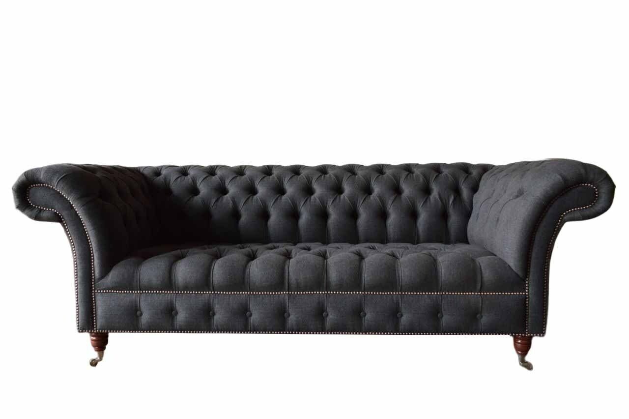 JVmoebel Sofa Grauer Chesterfield Dreisitzer Sofa 3 Sitzer Couch Polster Couchen, Made in Europe