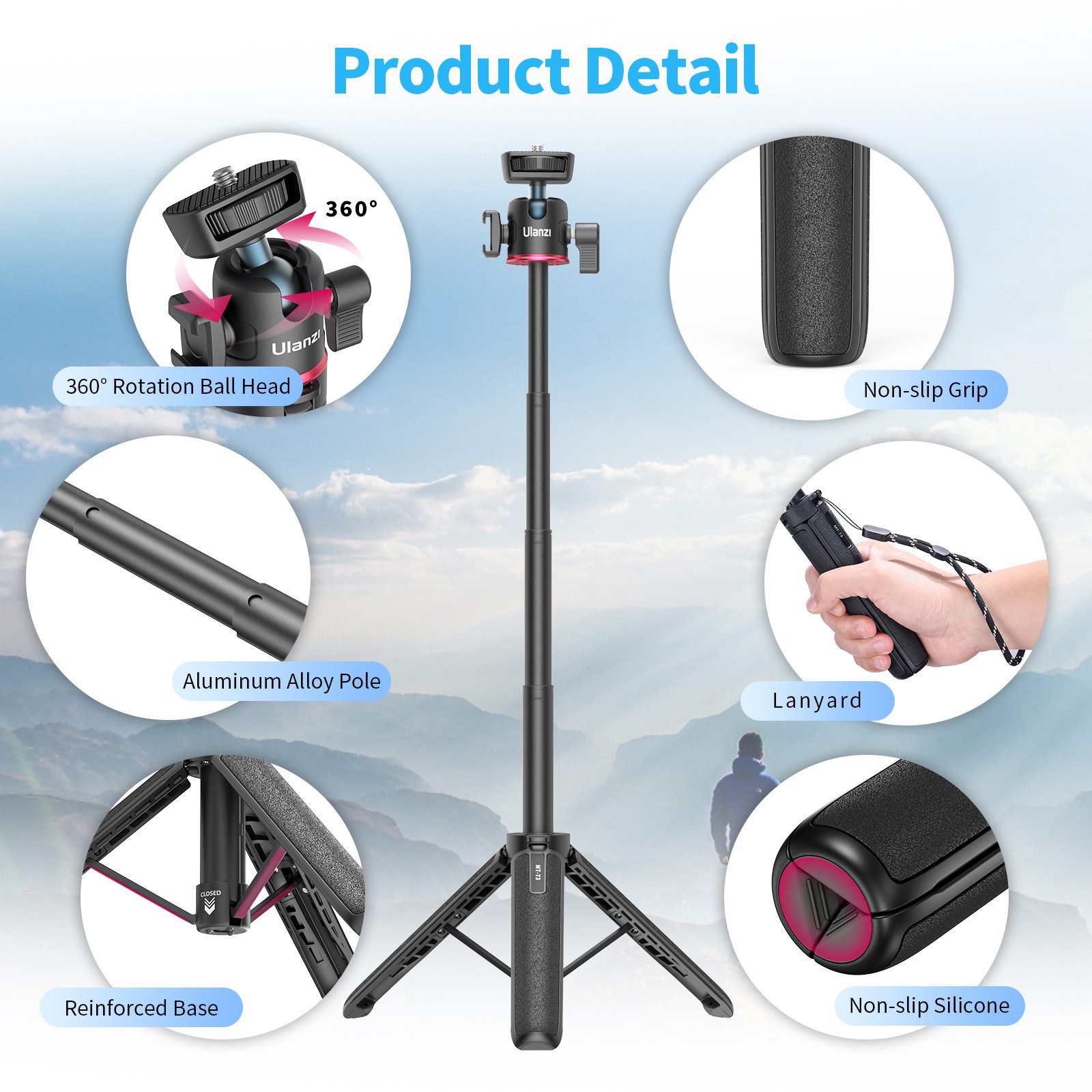 ULANZI MT-73 55 cm Mini-Desktop-Stativ für DSLR-Kamera-Smartphone Kamerastativ