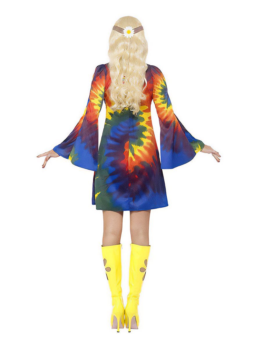 Smiffys Hippie-Kostüm Hippie Neon Batikkleid - Karneval Faschingskostüm, Hier kommt der psychedelische Kick durchs bloße Betrachten!