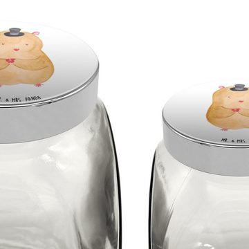 Mr. & Mrs. Panda Vorratsglas L 870ml Hamster Hut - Weiß - Geschenk, Tiere, Zwerghamster, Tiermotiv, Premium Glas, (1-tlg), Designvielfalt