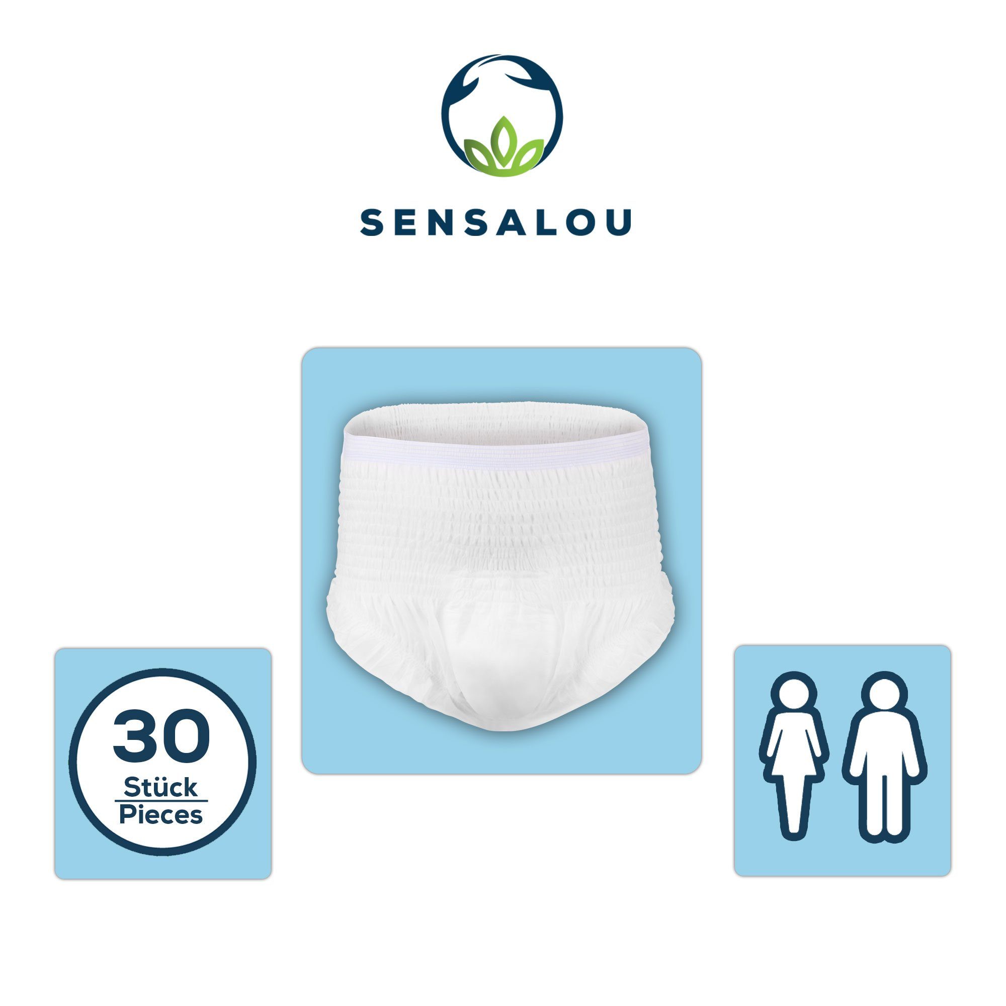 Pants Sensalou - Blaschenschwäche Größe Inkontinenz XL (30-St), Windel Vorlagen Höschen Schutz Hosen für mittelstarke Windeln