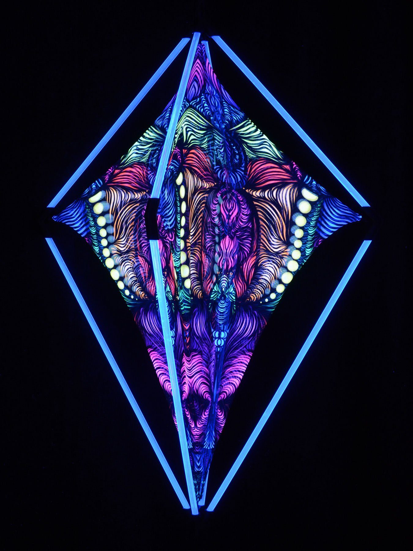 UV-aktiv, PSYWORK "Mesh Neon Blue", Wanddekoobjekt Dekoobjekt leuchtet Schwarzlicht Blau Field snap-2gether Schwarzlicht Magnetic unter