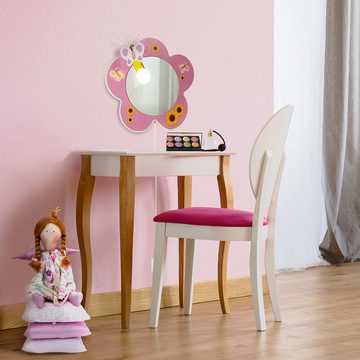 etc-shop Spiegel, Wand Spiegel Lampe Dimmer Mädchen Blumen Leuchte pink