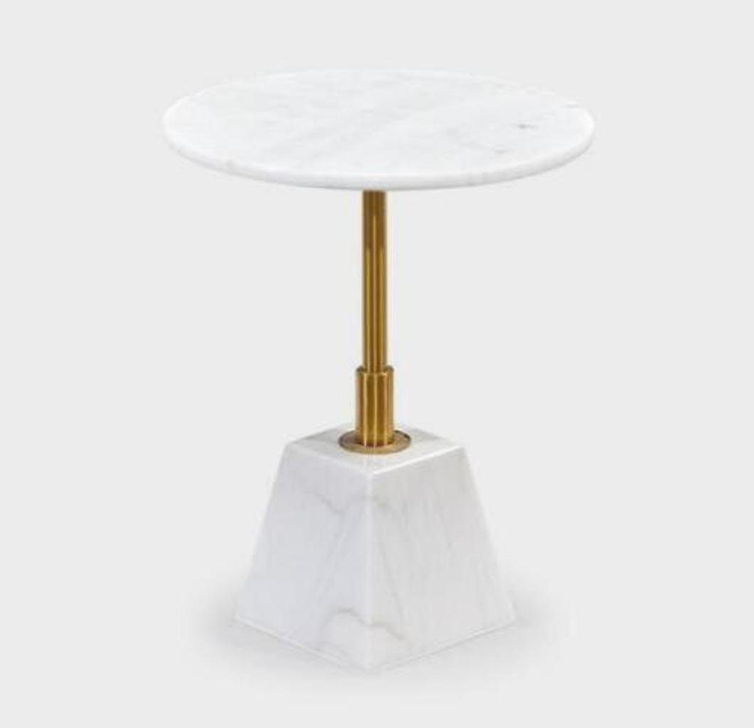 JVmoebel Beistelltisch Gold-Weißer Beistelltisch Beistelltisch), 1x (1-St., Made Marmor Tische Stilvolle nur Runde in Wohnzimmer Europa
