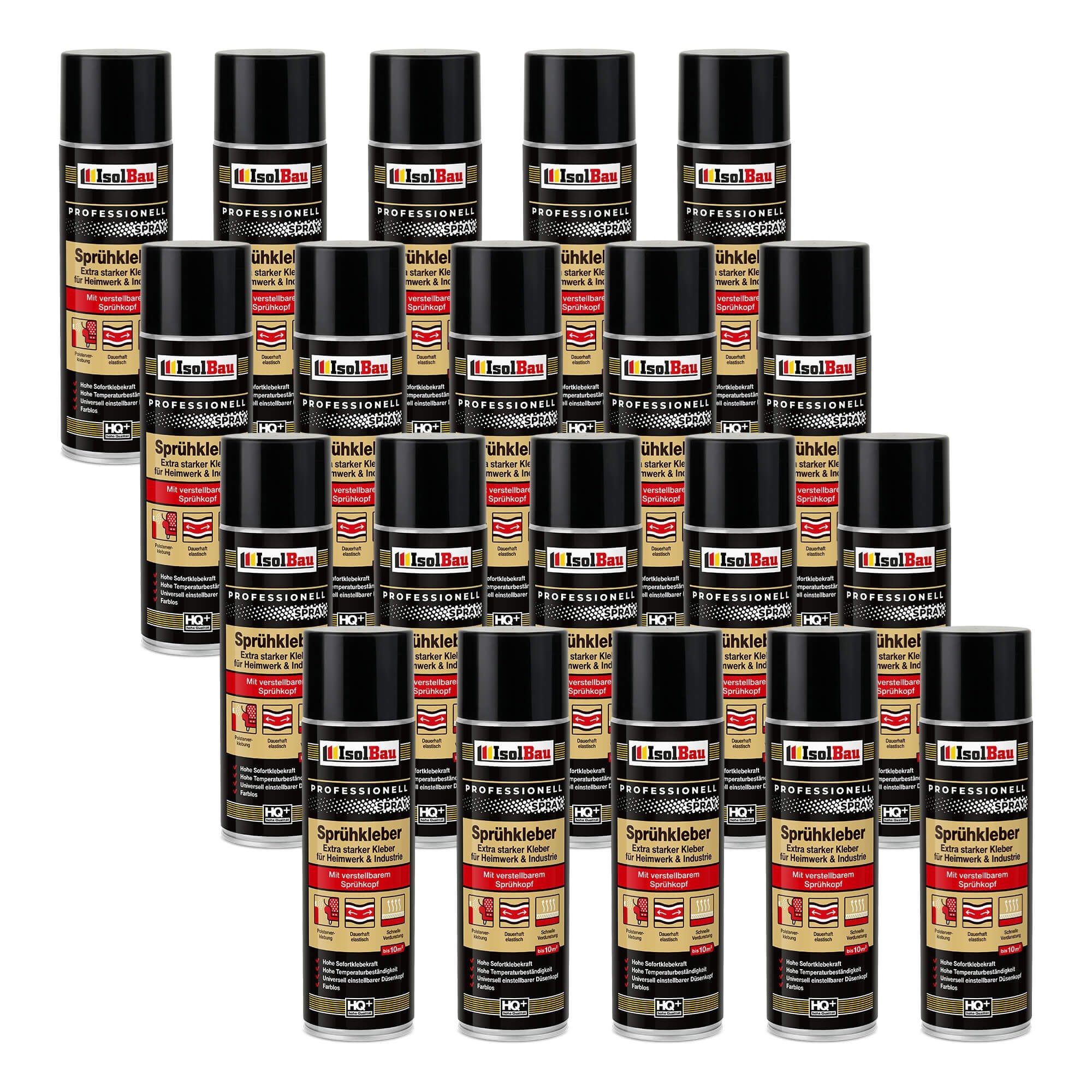 None Montagekleber Sprühkleber 20 x 500ml Klebe-Spray Holz, Stoff, Leder, Filz uvm, Geeignet für Schaumstoff, Polster, Filz & mehr auf Holz & Metall