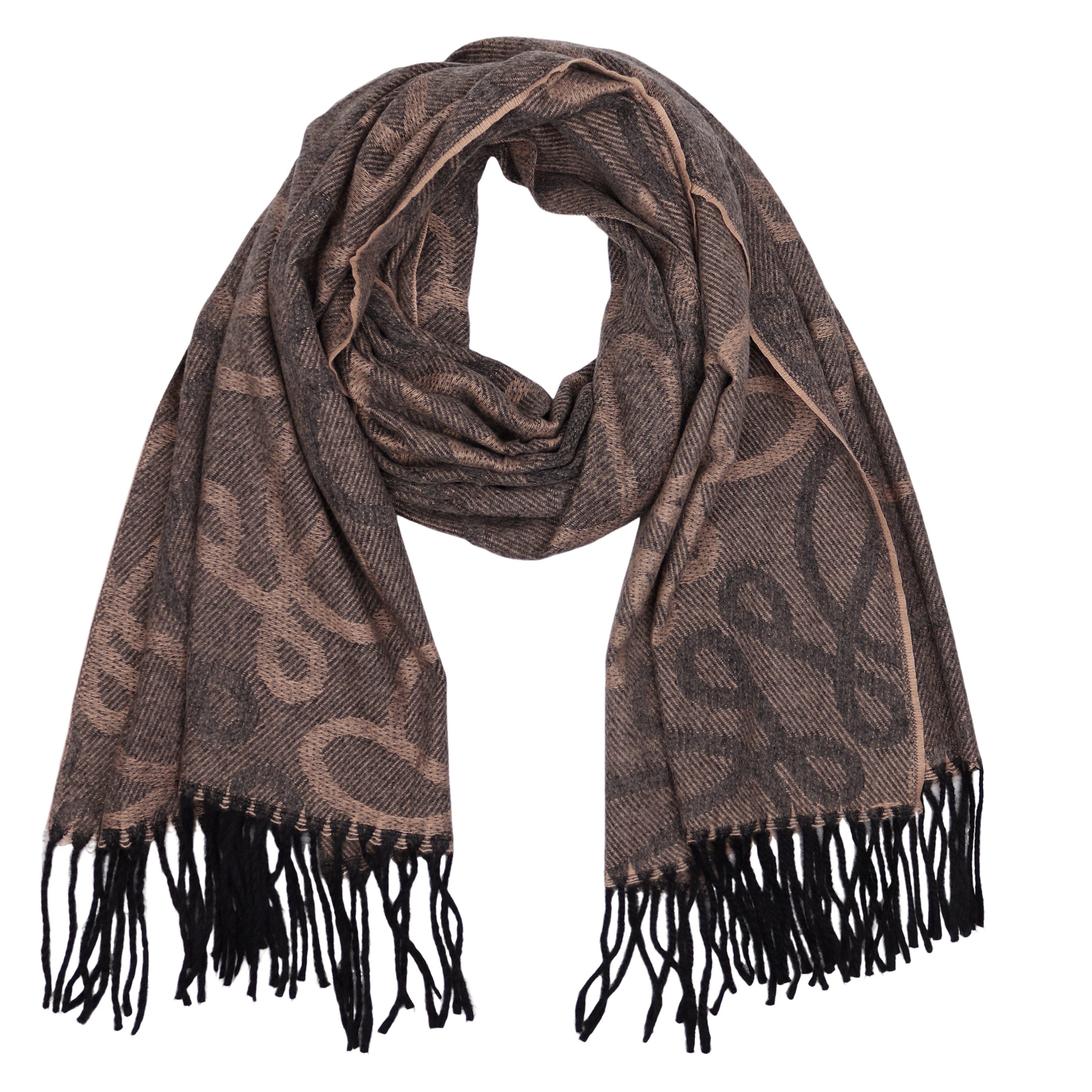 MIRROSI Modeschal weicher und warmer Schal Unendlich mit Fransen, 70x180cm, (angesagtes Muster; ca. 250 Gramm; Neue Kollektion Herbst/Winter 2025), Damen Halstuch ideal für Herbst und Winter