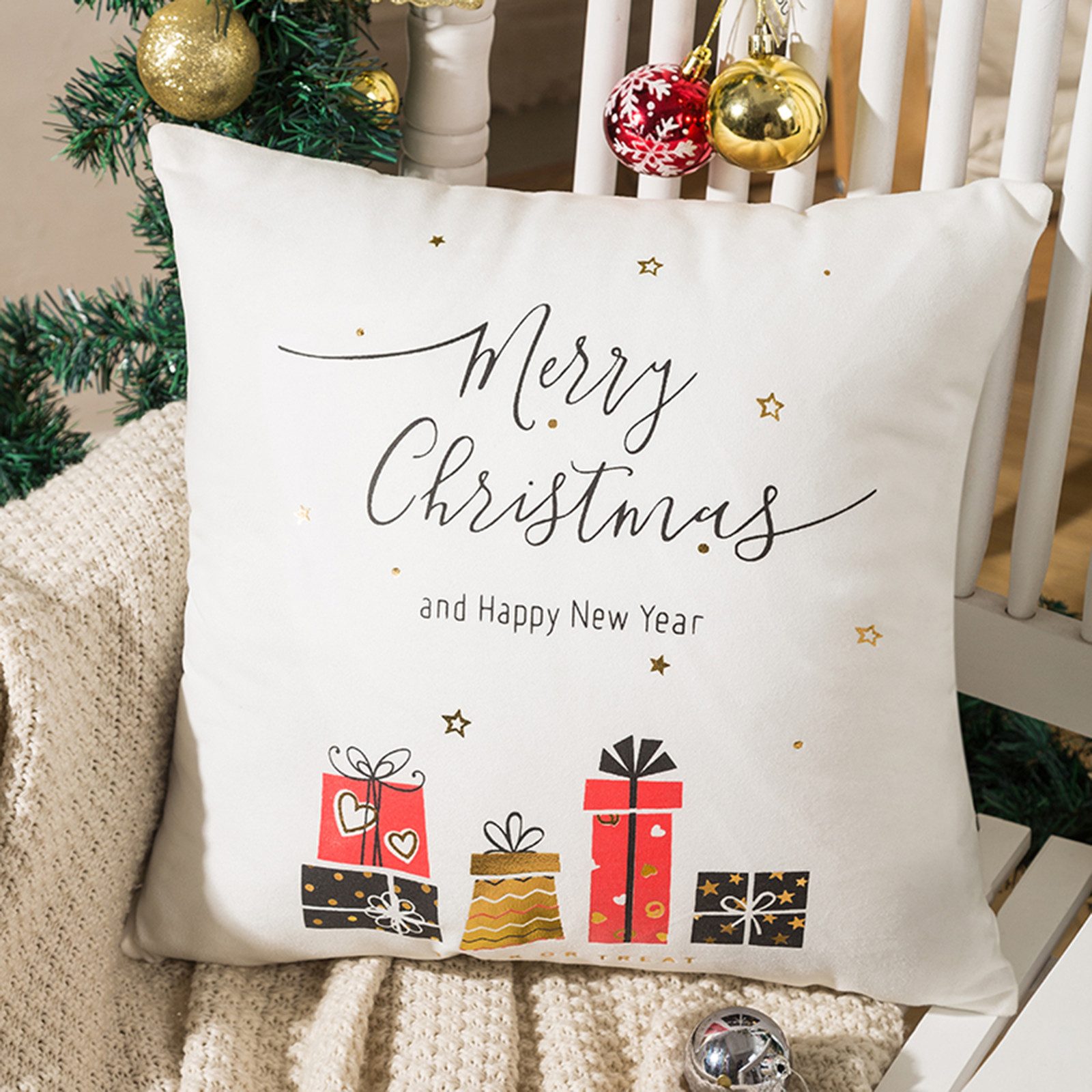 Qelus Kissenbezüge Kissenbezüge 4er Set Weihnachten 45cm*45cm Kissen Bezug günstig online kaufen