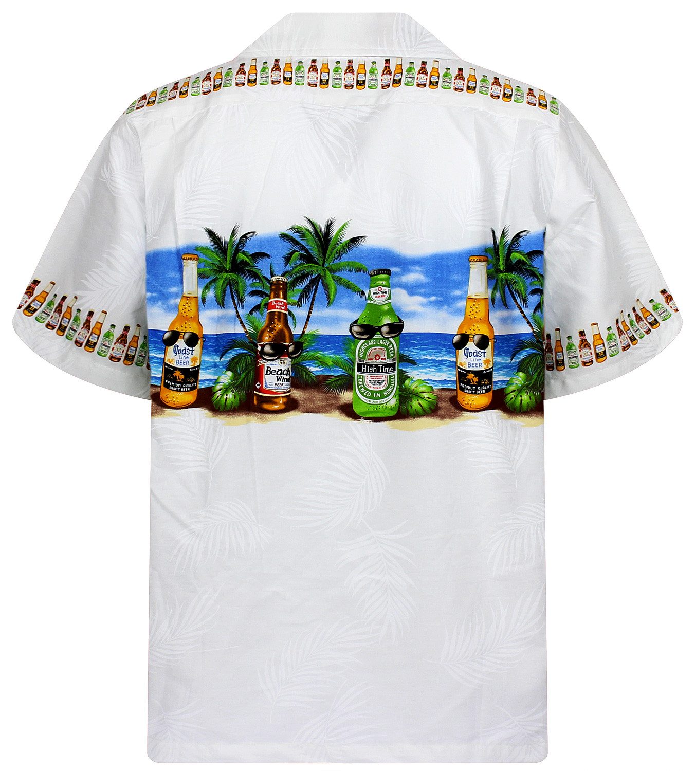 Pacific Legend Hawaiihemd "Corona Brustdruck" Herren Kurzarm Kokosknöpfe Original Hawaii – Bild 2 von 5