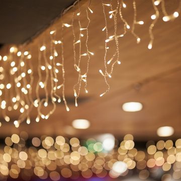 Salcar LED-Lichtervorhang LED Lichterkette Outdoor Eisregen Lichtervorhang Weihnachten Warmweiß, 8 Modi und Memory-Funktion, Wasserdicht, 10m