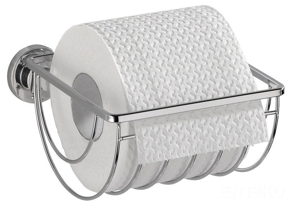 WENKO Toilettenpapierhalter WENKO, Toilettenpapierhalter ohne Bohren ohne Deckel silber