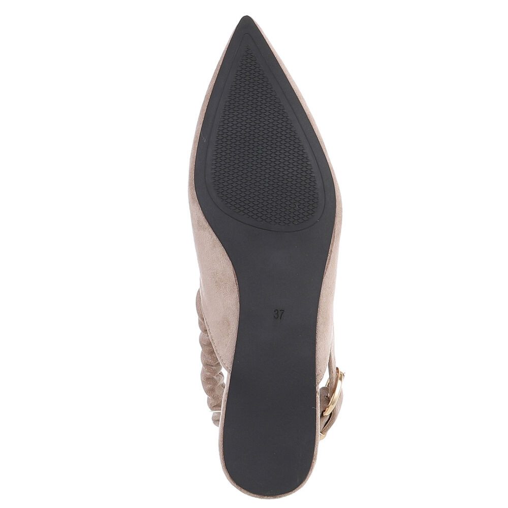 Ital-Design Damen Slingback Schuh flach mit Metallschnalle Schnürpumps (92078995) Flach Schnür- & Riemchenpumps in Hellbraun