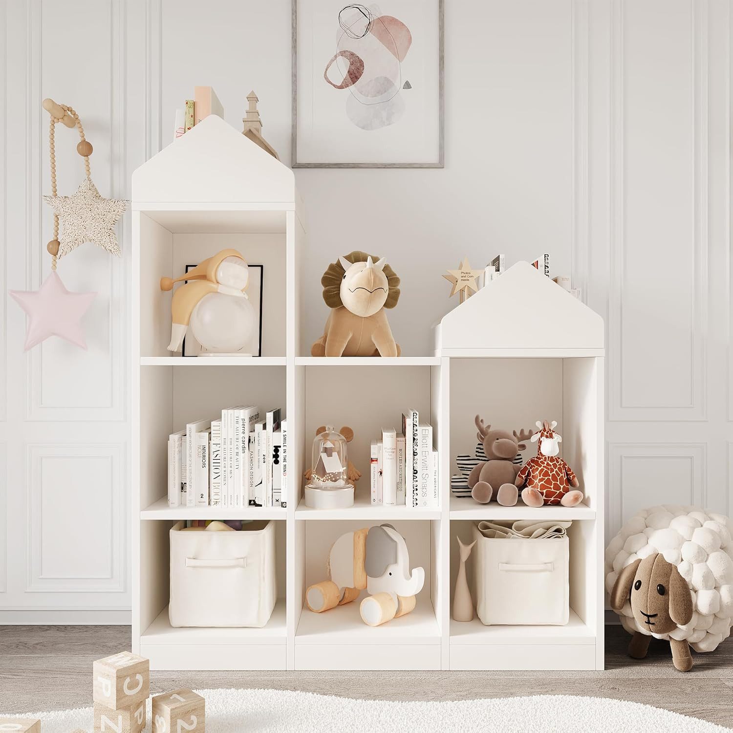 GarveeMore Kinderregal mit 7 Fächern,Burgdesign Spielzeugtruhe,91x30x107cm, günstig online kaufen