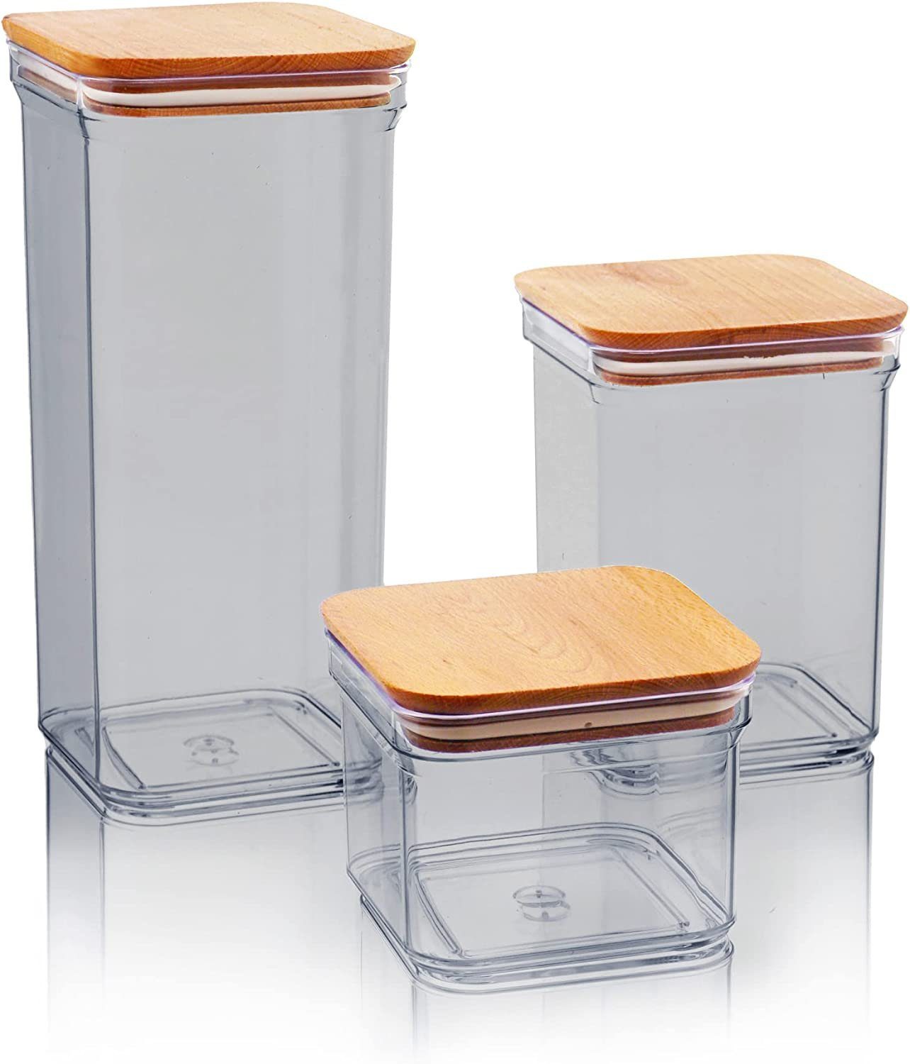 Lashuma Vorratsdose, Kunststoff, (Set, 3-tlg), Küchendosen zur Lebensmittel Aufbewahrung 0,5 Liter - 1 Liter - 1,5 Liter Transparent Anthrazit