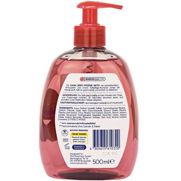 ISANA Flüssigseife Hygiene Aktiv (Grapefruit & Minze), 500 ml