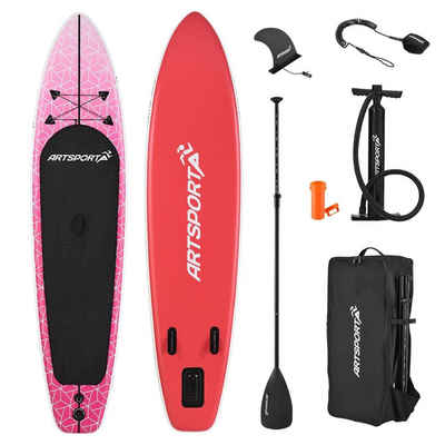 ArtSport Inflatable SUP-Board »Pink Blizzard«, Stand Up Paddling Board, Aufblasbares SUP Board, Luftpumpe & Paddel, ideal für Anfänger, belastbar bis 150 kg, inkl. Transporttasche & Leine
