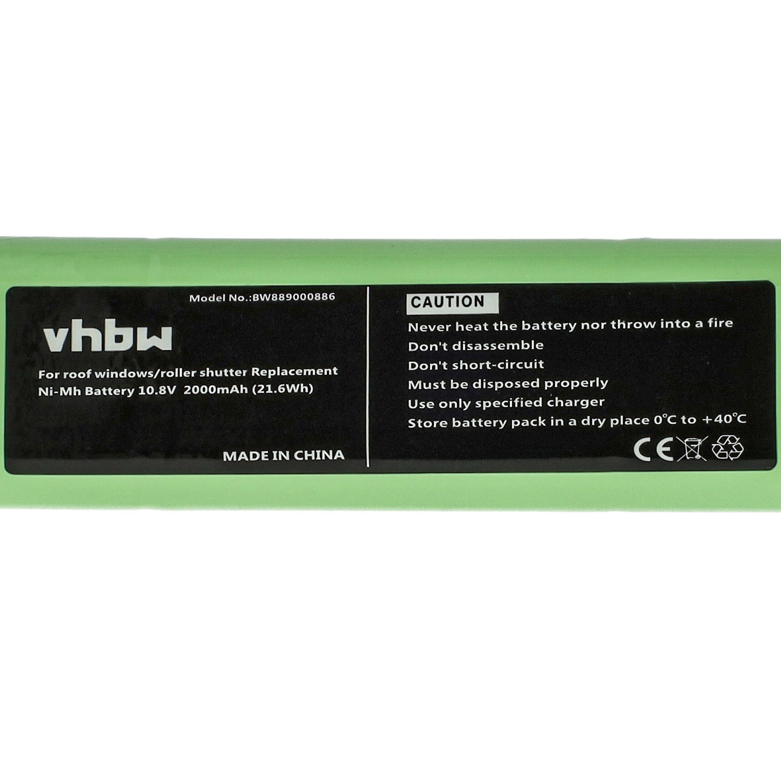 vhbw kompatibel mAh mit (10,8 Velux NiMH Akku 2000 V)