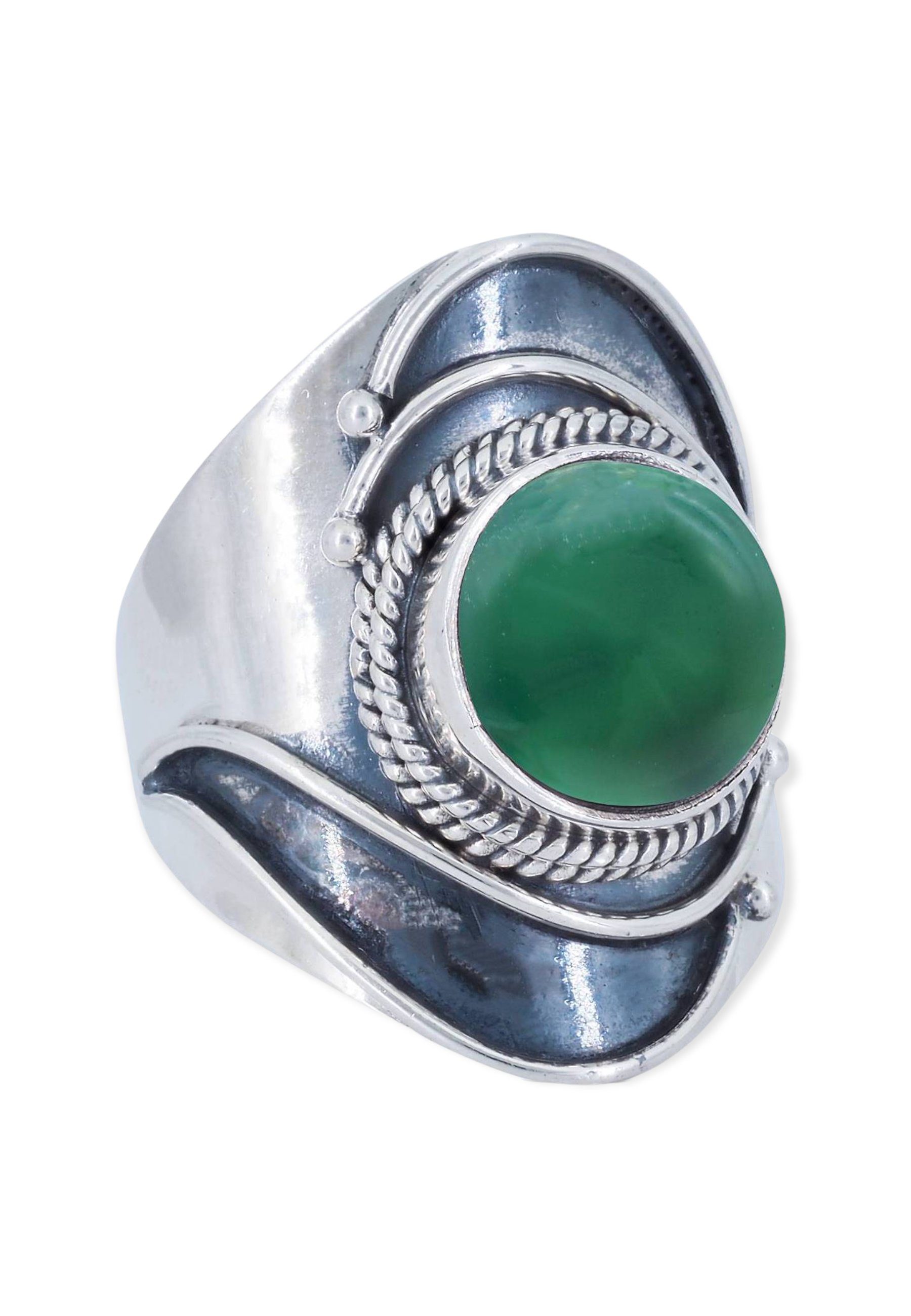 grüner Onyx Silber Silberring mit 925er mantraroma