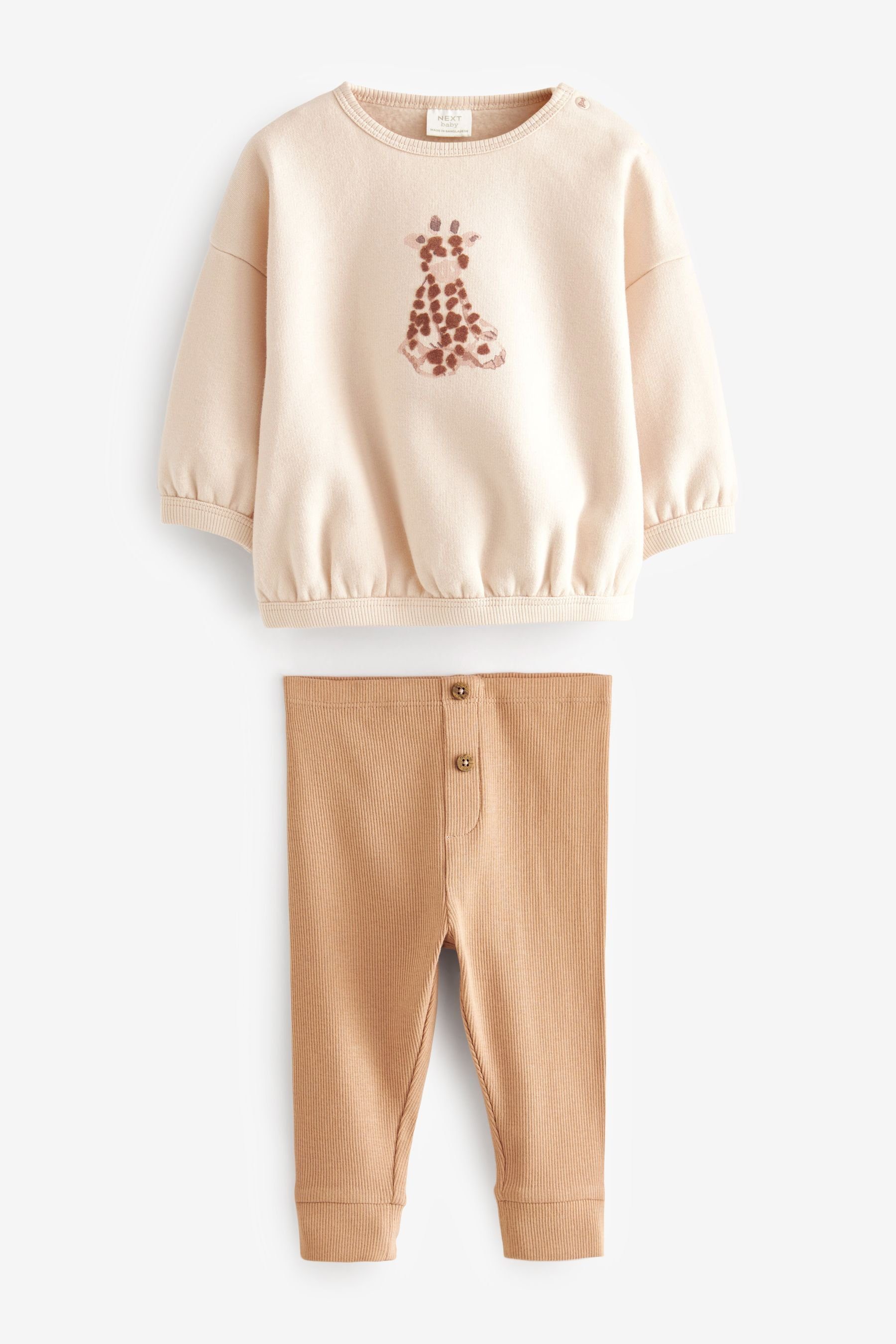 Baby-Set & 2-teiliges Giraffe und (2-tlg) Shirt Tan Brown Leggings Leggings Sweatshirt mit Next