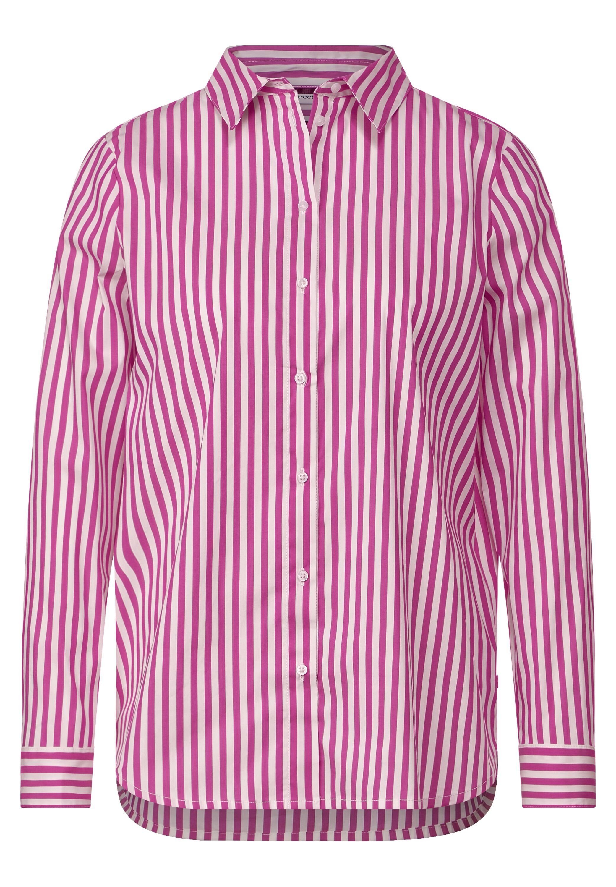 Blouse Striped cozy STREET mit Longbluse pink ONE Office Streifenmuster bright