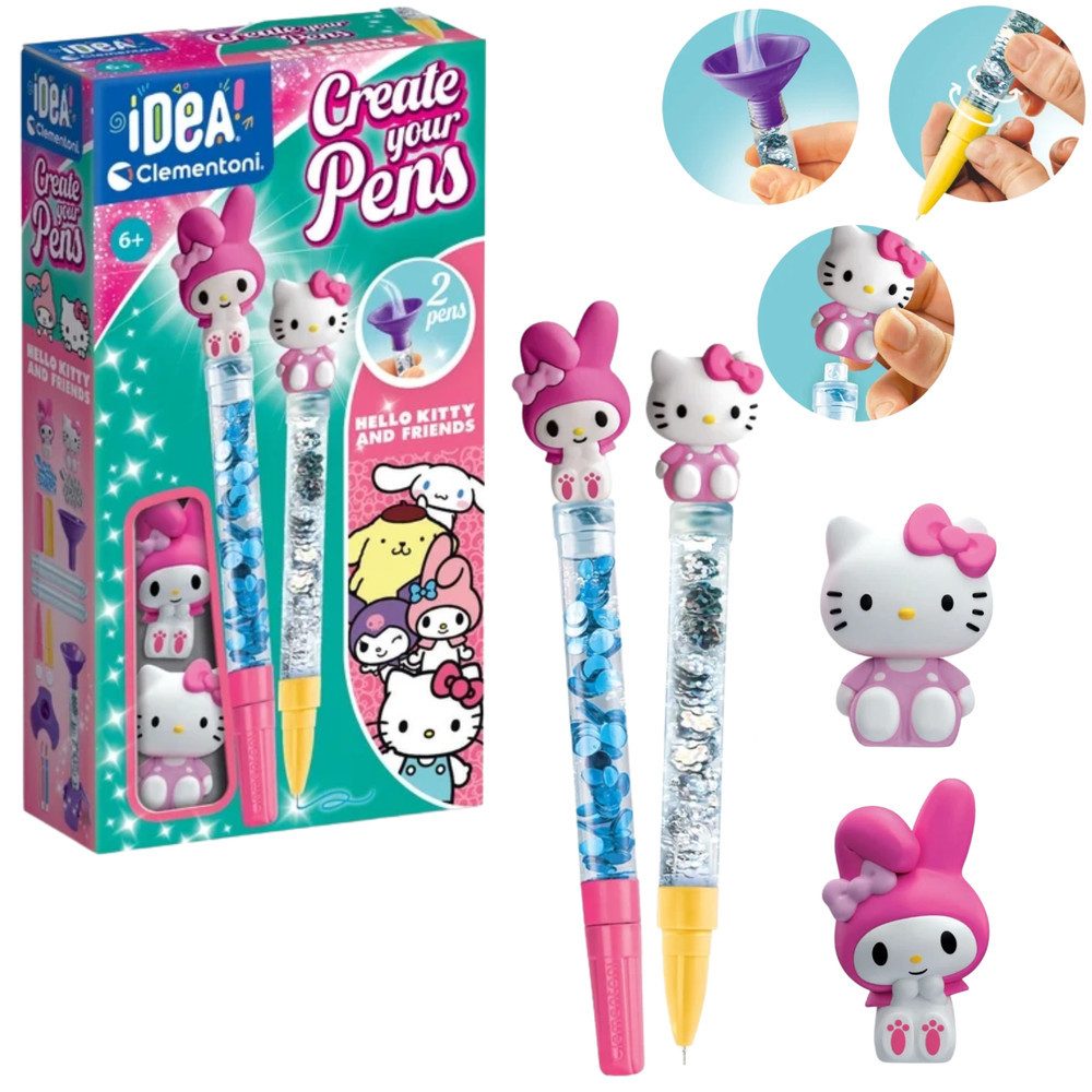 Clementoni® Kreativset Bastelset Kugelschreiber Stiftegestaltung, (Spar-Set, 2-tlg., 2 Kugelschreiber bunt), 2 Kugelschreiber, Figuren, bunte Tinten