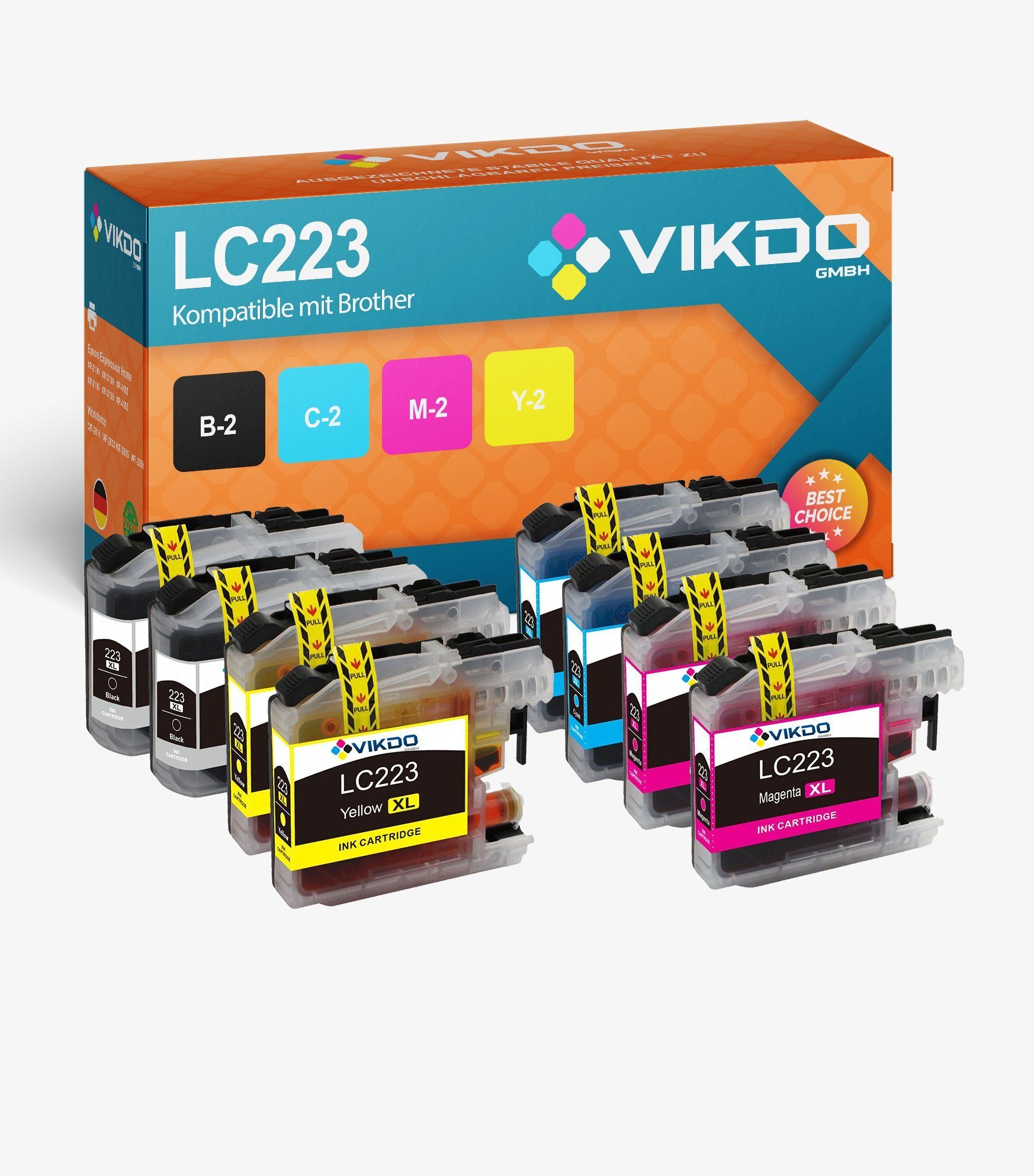 Inbusco Tonerpatrone 8x Druckerpatronen SET LC223 kompatibel zu BROTHER ..., SET LC 223 | Tonerpatronen