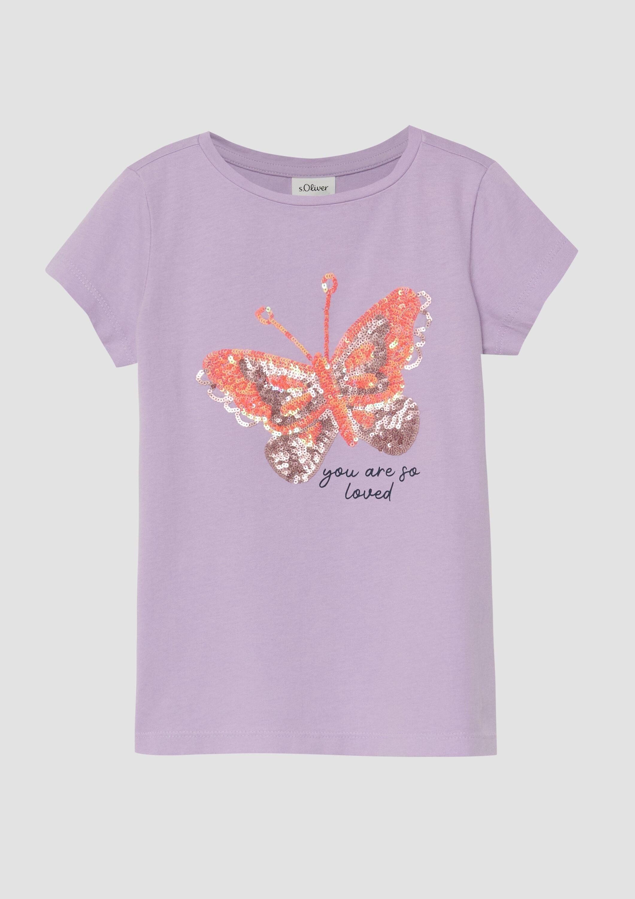 s.Oliver Kurzarmshirt T-Shirt T-Shirt mit Pailletten-Artwork im A-Shape