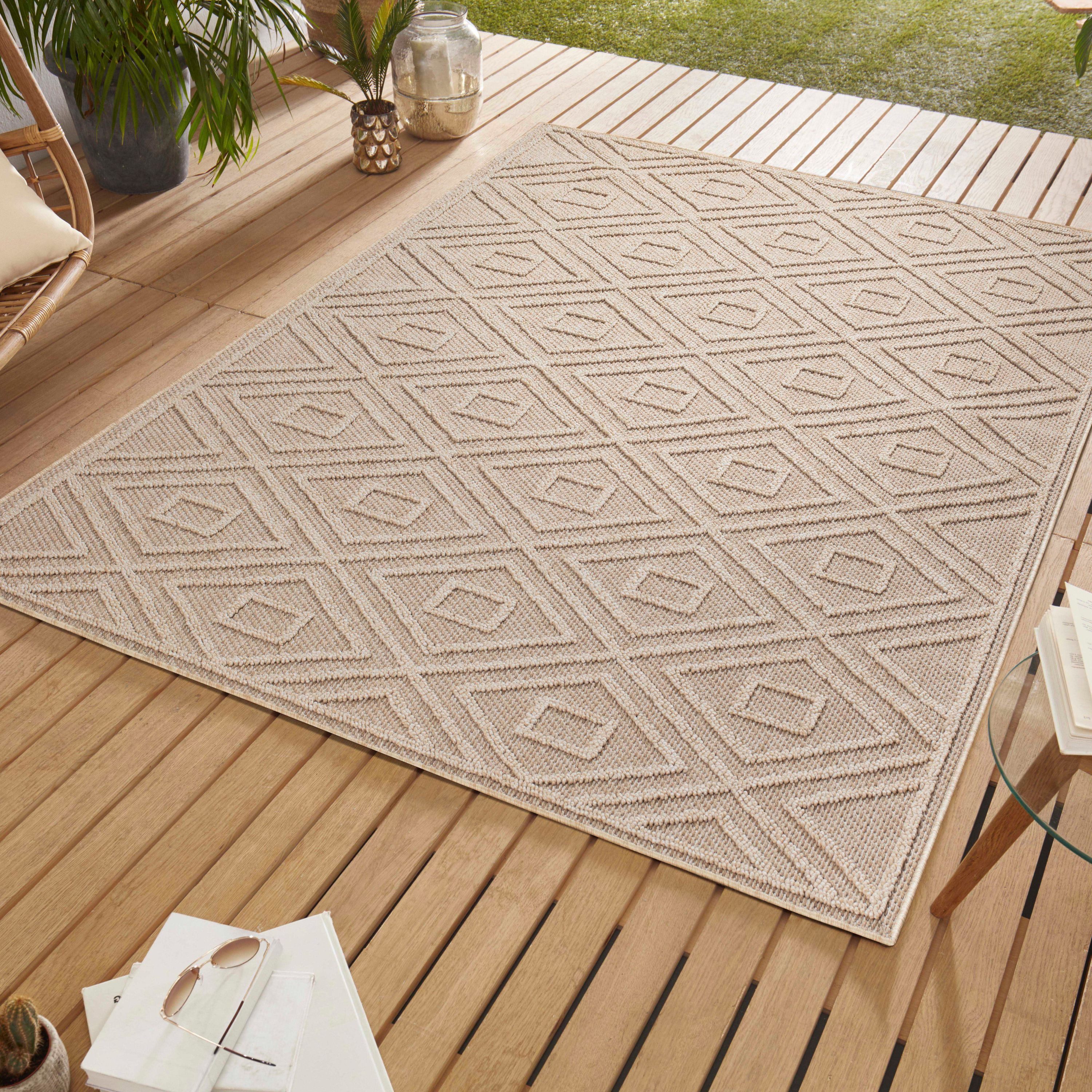 SIMPEX24 Outdoorteppich Rauten Design, Läufer, Höhe: 8 mm, In & Outdoor Teppich Grau Rauten Design für Küchen Balkon Terrasse