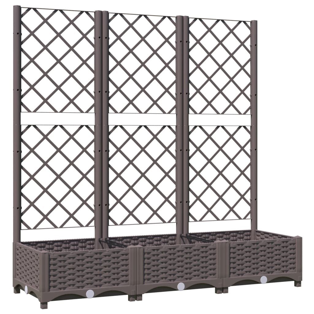 vidaXL Pflanzkübel, Pflanzkasten mit Rankgitter Braun 120x40x121,5 cm PP