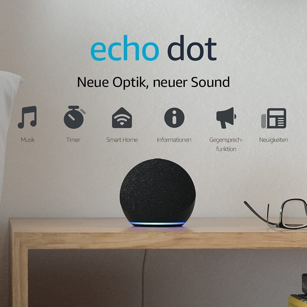 Amazon Echo Dot (4. Generation) Sprachgesteuerter Lautsprecher (Bluetooth, WLAN (WiFi), A2DP Bluetooth, AVRCP Bluetooth, Umfasst Datenschutz- und Kontrollmaßnahmen auf mehreren Ebenen)