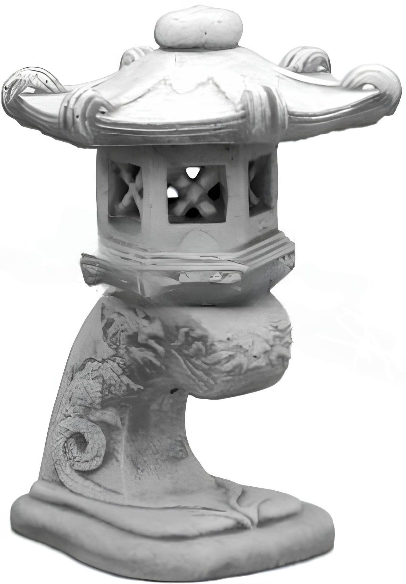 Xlmoebel Gartenfigur Japanische Gartenlampe mit Vogeltränke und stimmungsvollem Licht, (Artikel s106015), Hergestellt in Europa