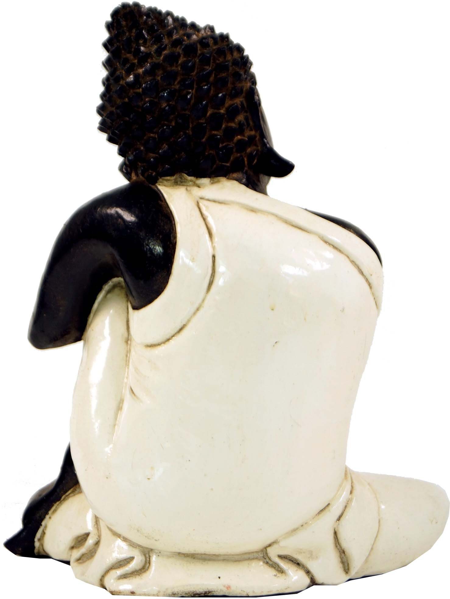 sitzender Figur, Buddha Geschnitzte Buddhafigur Guru-Shop träumender.. weiß/rechts
