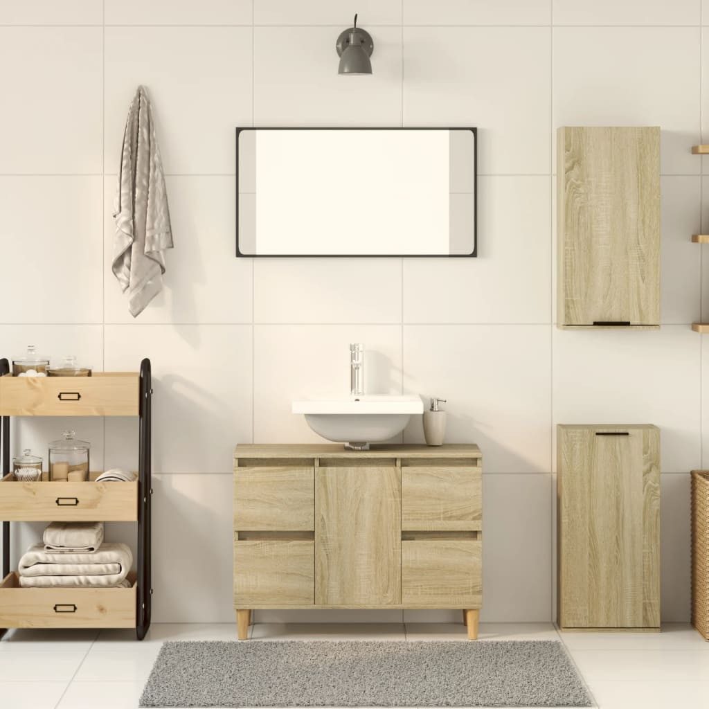 vidaXL Badezimmerspiegelschrank Wand-Badschrank Sonoma-Eiche 32x20x67 cm (1-St)