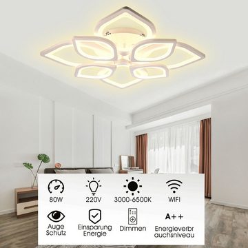 oyajia Deckenleuchte 80W LED Deckenlampe,Dimmbar mit APP und WIFI-steuerung, Blumenförmiges Design, LED Deckenleuchte für Alexa und Google-Assistant