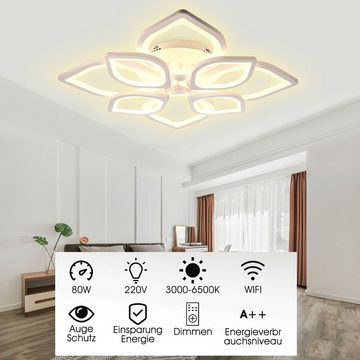 oyajia Deckenleuchte 80W Modern LED Deckenlampe 4550LM, mit APP und WIFI-steuerung, Dimmbar, LED fest integriert, Kaltweiß/Naturweiß/Warmweiß, LED Deckenleuchte für Alexa und Google-Assistant, für Wohnzimmer Hotel