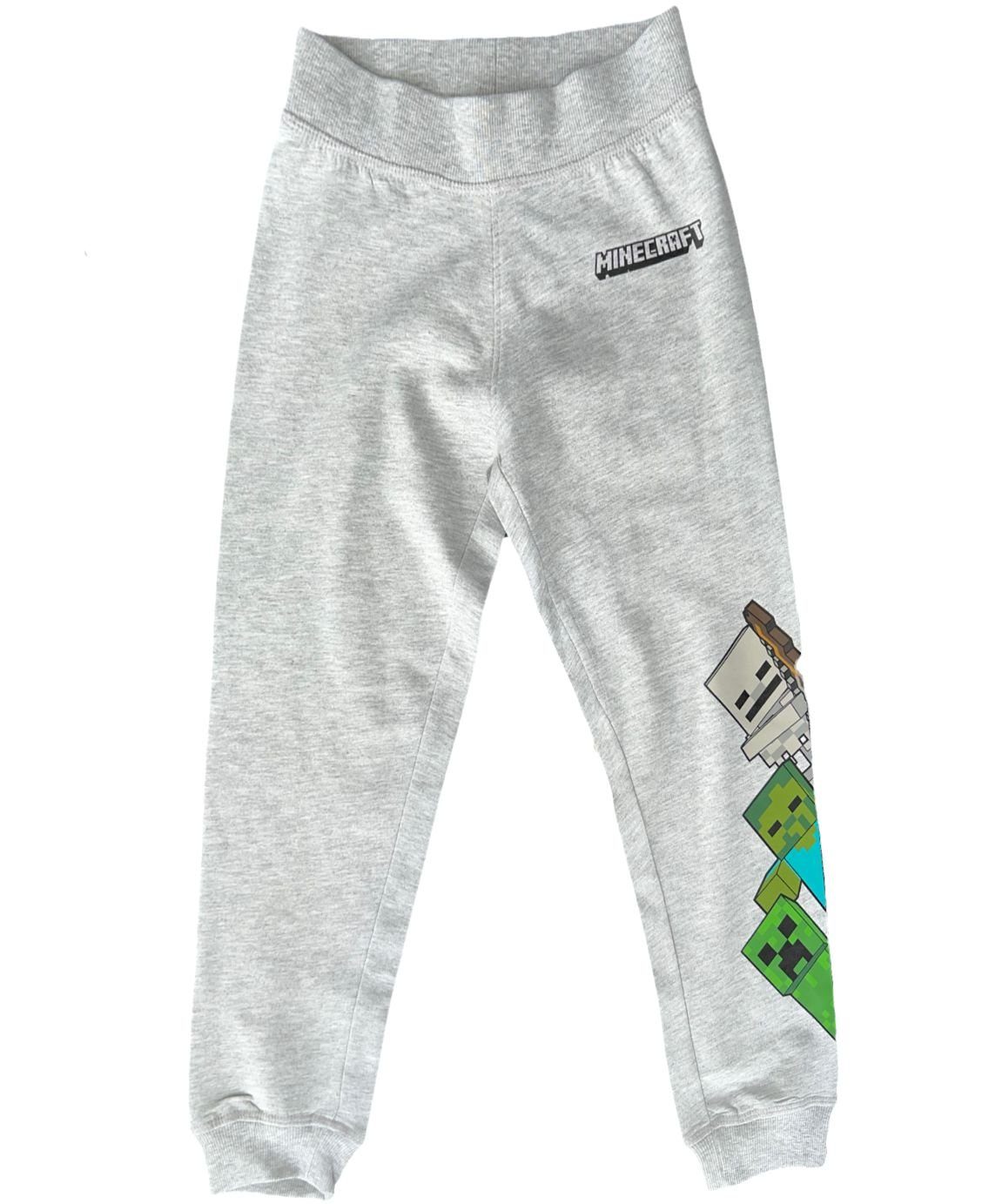 Minecraft Jogginghose MINECRAFT Kinder Jogginghose Jungen + Mädchen Hose GRAU 116 - 152