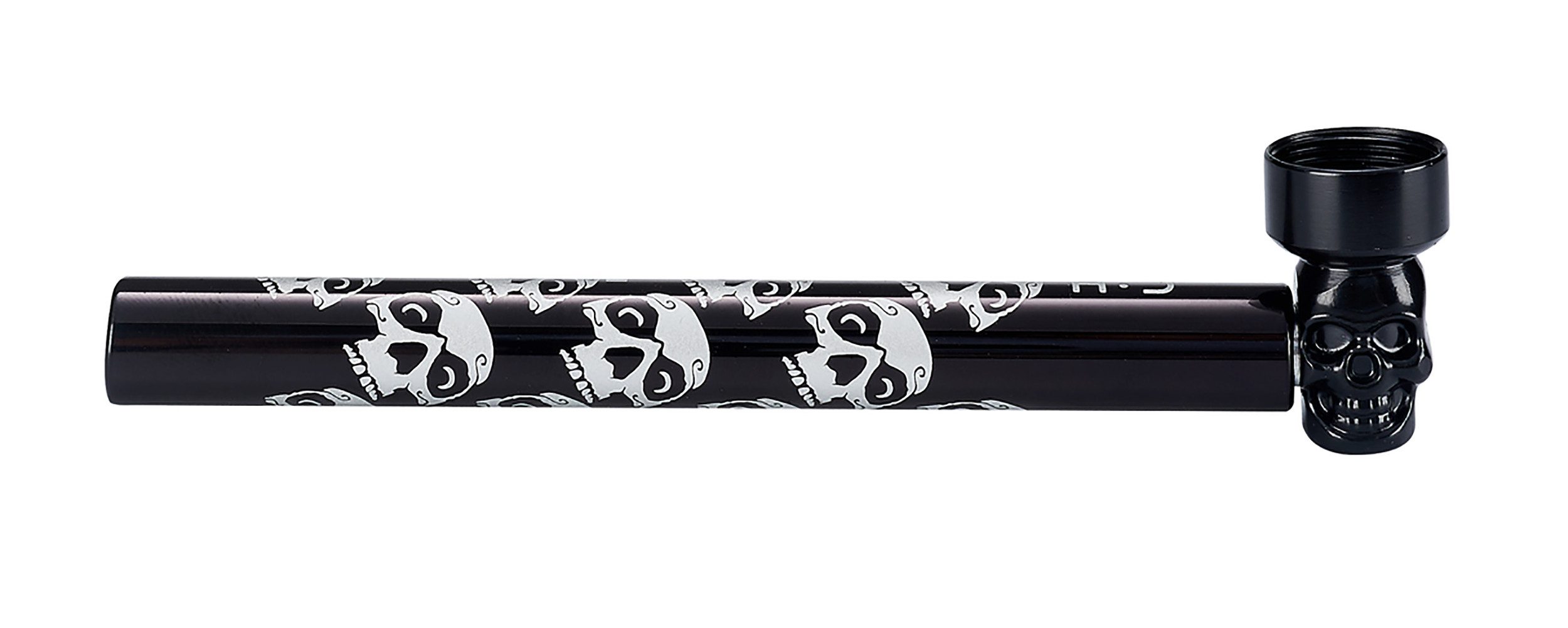 CHAMP HIGH Handpfeife TABAKPFEIFE SKULL 12,5cm aus Glas mit 5 Sieben Glaspfeife 386 (Silber), Rauchpfeife mini Pfeife Tabak Pipe Siebe